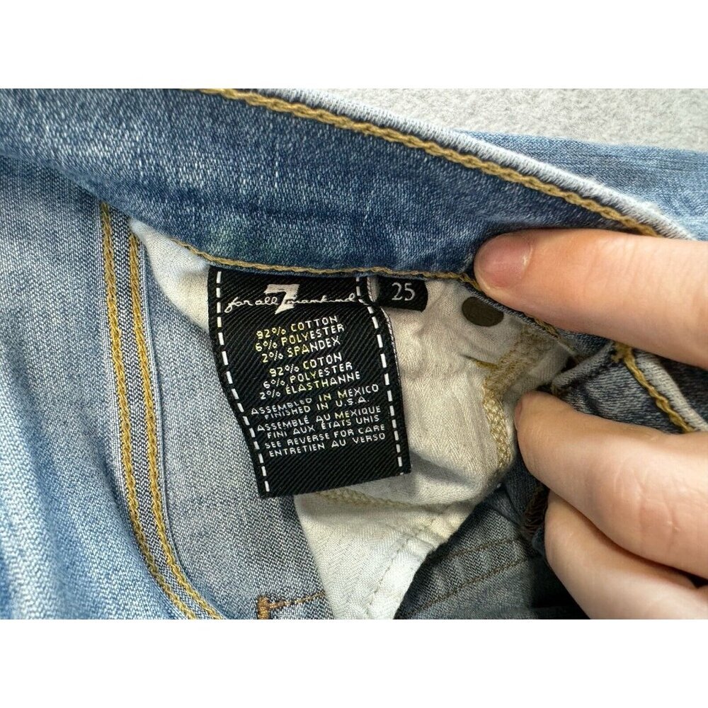 Seven 7 For All Mankind The Ankle Skinny Jeans Sz 25 Mid Rise Light Wash EUC - Picture 12 of 15